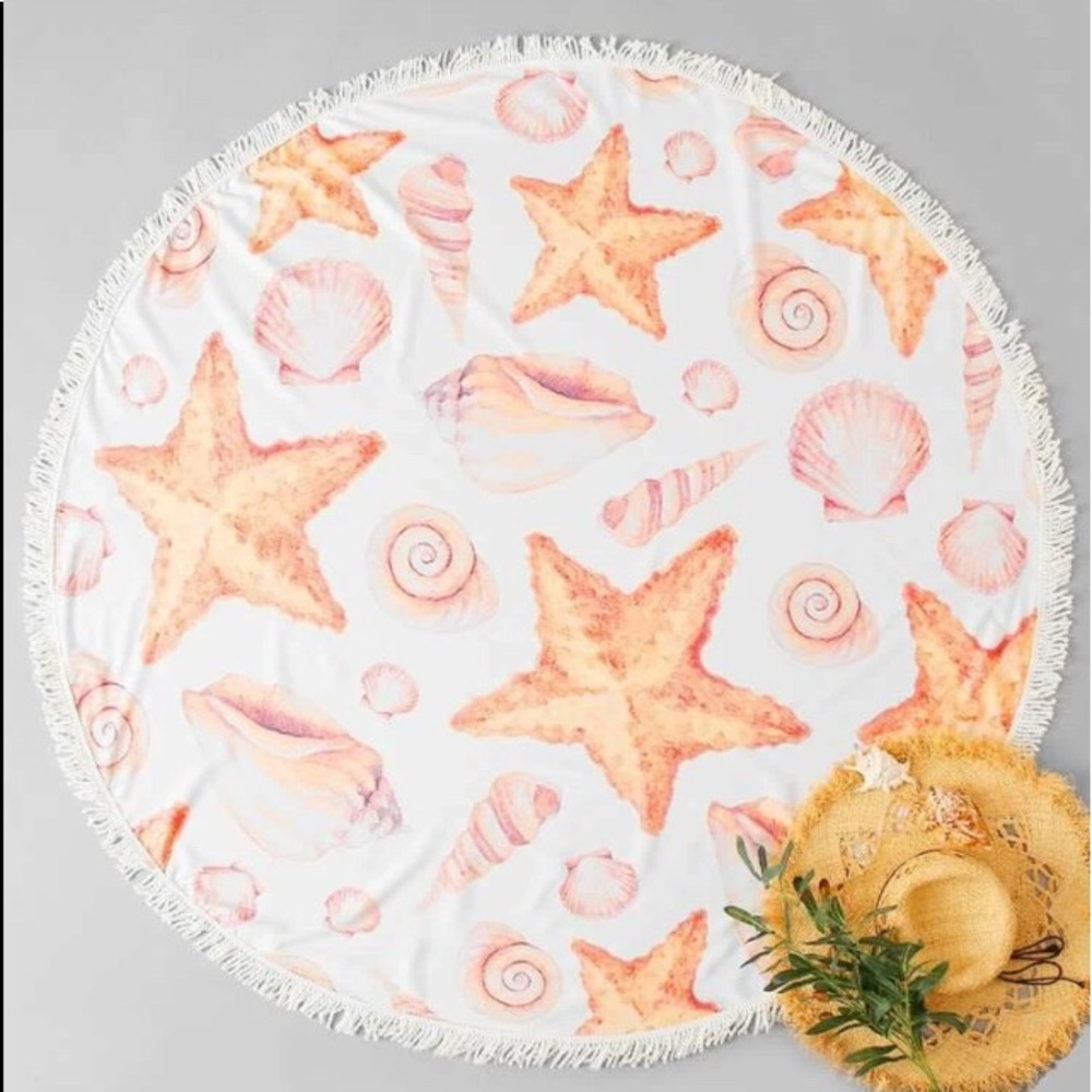 ☀️Shell and Starfish Print Beach Blanket🏖